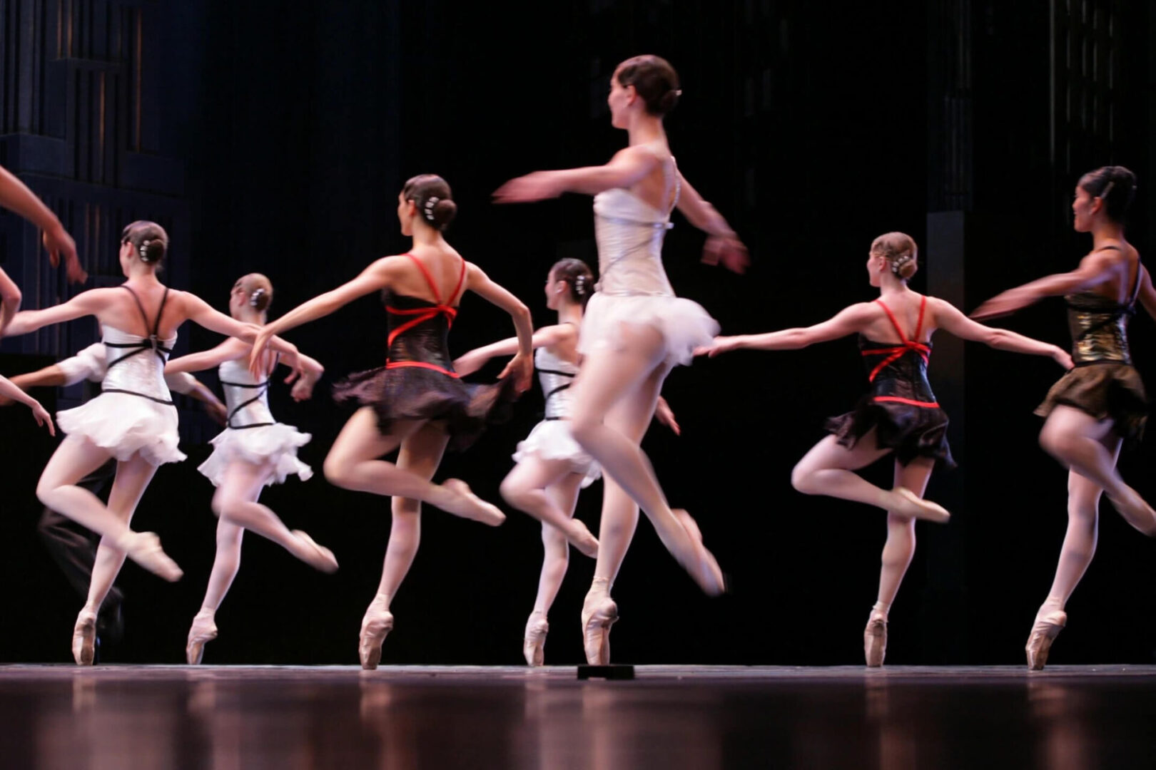 Ballet spectacle with dancers on stage