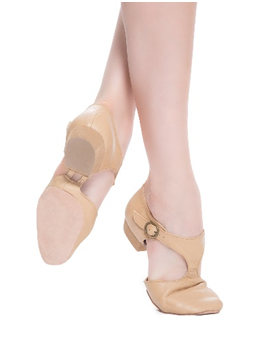 A Woman in Yellow Ballerina Shoes on White Background