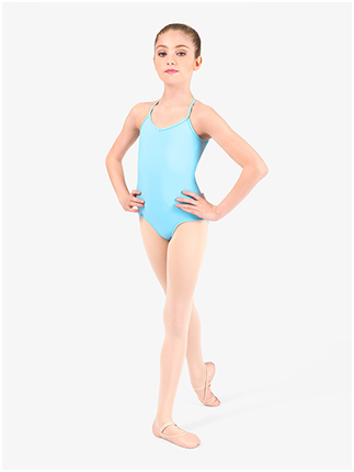 A Girl in a Light Blue Color Body Suit Posing a Dance Pose