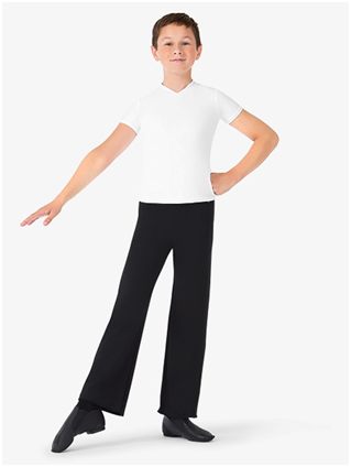 A Boy in Black Pant and White Shirt Posing a Dance Pose